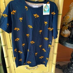 Denim and Flower Navy T Shirt Large Cactus  Motif